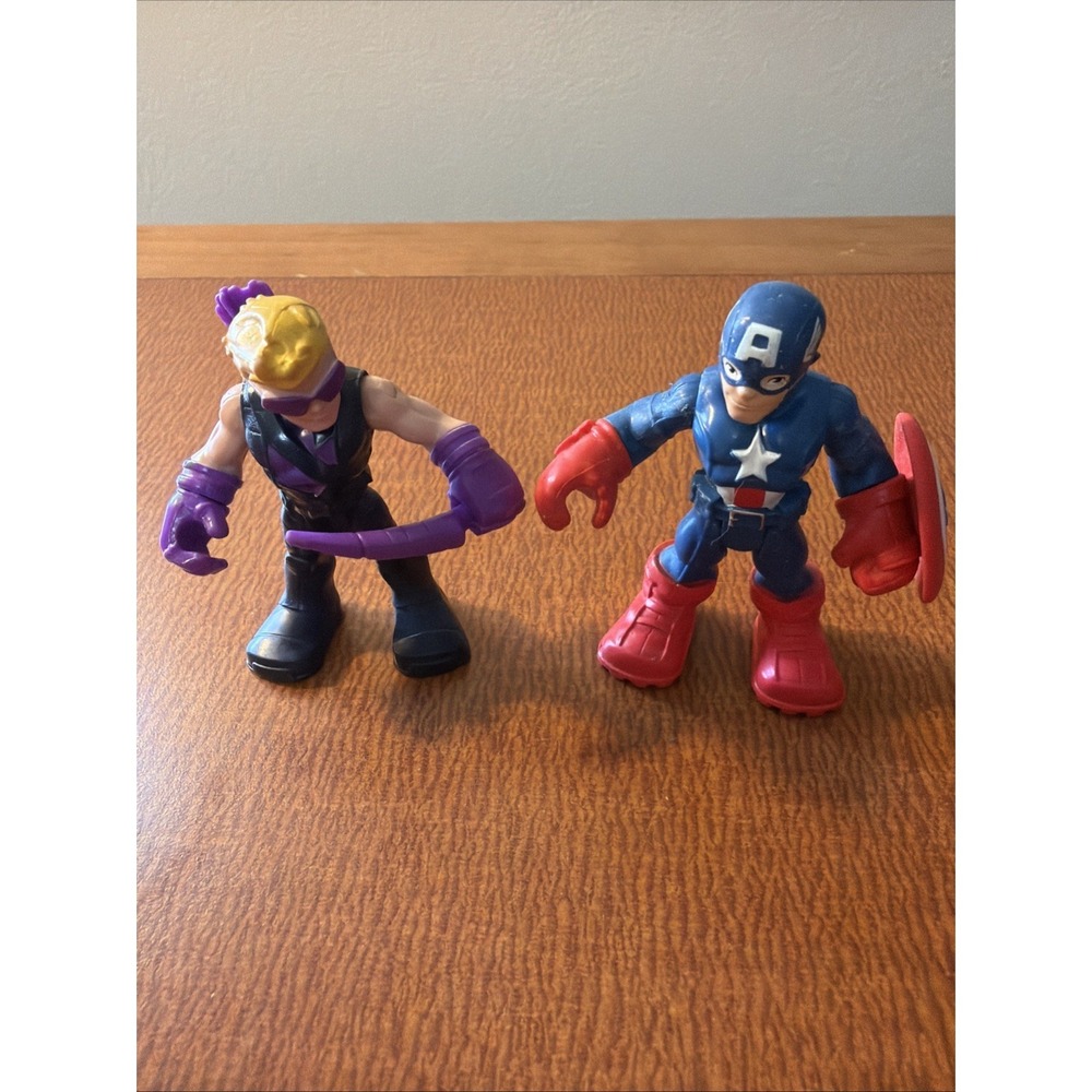 Playskool‎ Marvel Super Hero Adventures HAWKEYE & Captain America Avengers